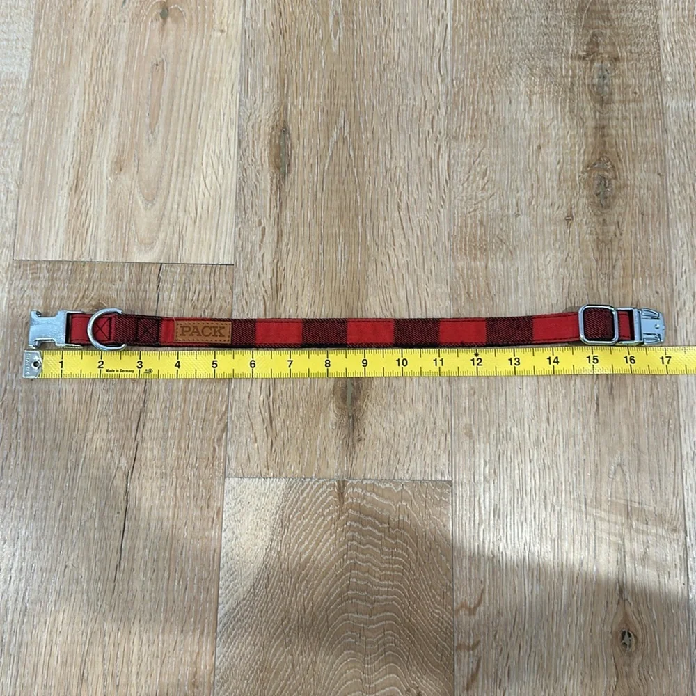 Pack Leashes Beauregard Black Ted Gingham Medium 11”- 15” Dog Collar